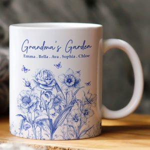 Grandma's Garden Toile Custom Birth Flowers - Personalized Mug - Gift For Grandma