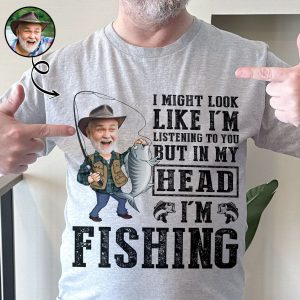 In My Head I'm Fishing - Personalized PhotoOne Size Shirt