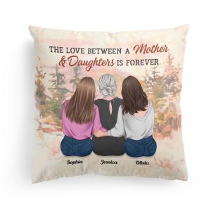 Mother & Daughter Forever Linked Together - Personalized Pillow (Insert Included) - Birthday, Loving Gift For Mom, Mother, Daughters